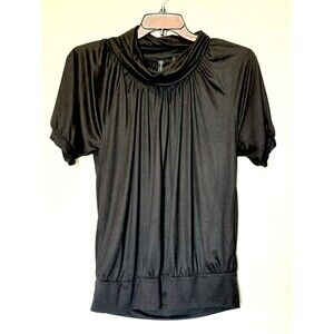 Isabella Rodriguez Women's Turtleneck Short Sleeve Top Size L Black